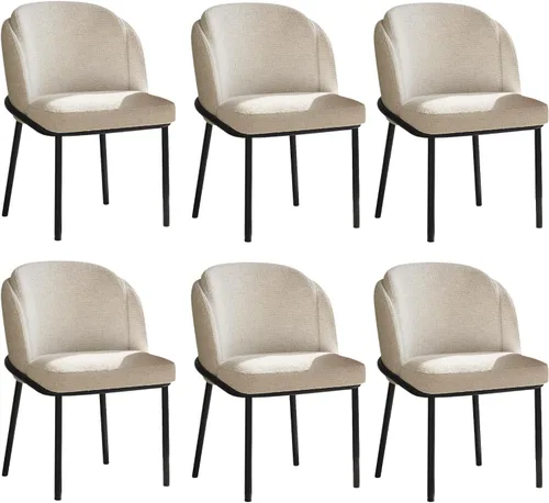 Miniatura 22 de Juego de 2 sillas de comedor color blanco crema, cómodas sillas de oficina con asiento y respaldo de alta elasticidad para sala de estar, Blanco