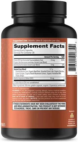 Miniatura 8 de Ancient Nutrition Suplementos de órganos, cápsulas de complejo de órganos alimentados con pasto y salvajes, hígado de carne de res y cordero, apoya