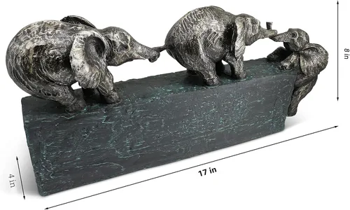 Miniatura 4 de Vaudagio Escultura "Family Ties" - Símbolo atemporal de la unión familiar y del equipo - Adorno de 17 pulgadas de largo - Estatua de elefante como