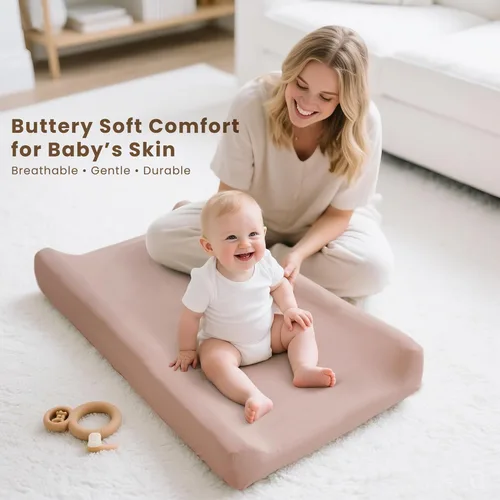 Miniatura 3 de Konssy Paquete de 3 fundas elásticas para cambiador para niña, niño, funda sedosa y suave para mesa de cambio, sábanas transpirables para cambiador
