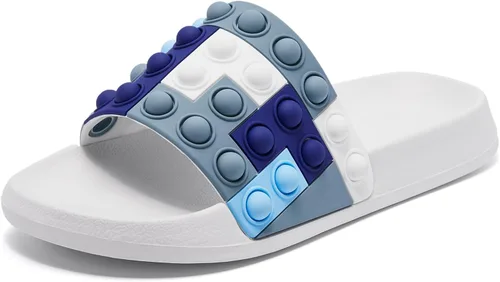 Engtoy Sandalias para niños y niñas, unisex, ligeras, antideslizantes, puntera abierta, cómodas, para ducha, playa, divertidas sandalias