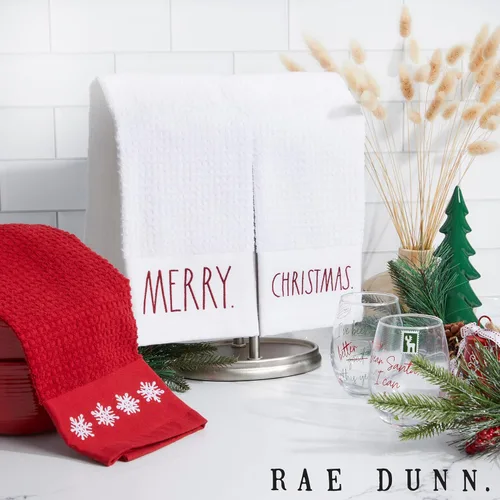Miniatura 3 de Rae Dunn Juego de toallas de mano para cocina y baño, 100% algodón, toallas de cocina bordadas, toallas de mano decorativas, Navidad, paquete de 3