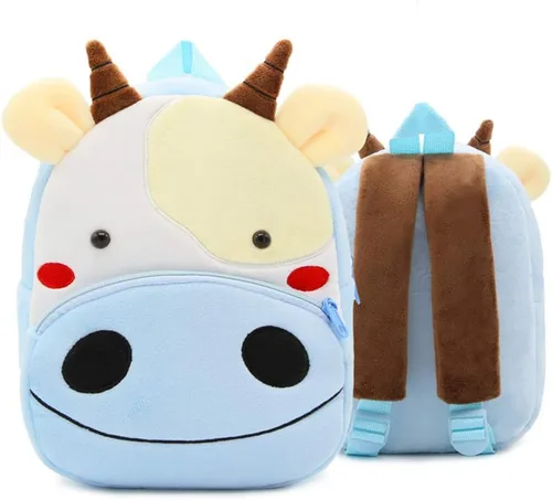 Ladyzone Mochila para niños pequeños con diseño de animales del zoológico, bonita bolsa de felpa de dibujos animados de 10 pulgadas para niños y