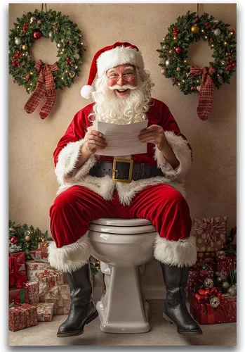 Miniatura 30 de Arte de pared de Navidad para baño, muñeco de nieve de Navidad en la bañera, impresión en lienzo de baño, escena clásica de Navidad, invierno