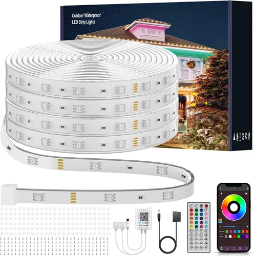 Miniatura 4 de Ledagic Tira de luces LED de neón RGB de 32.8 pies con aplicación, control remoto, tira de luz de neón impermeable IP65 para interiores