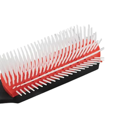 Miniatura 5 de Cepillo de pelo rizado rojo desenredante de 9 filas de ABS, cepillo estático para cabello rizado y ondulado, unisex, blanco