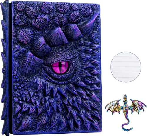 Miniatura 13 de Diario 3D en relieve de ojo de dragón en relieve, cuaderno grabado de resina, cuaderno Dnd para los amantes de los dragones, papel en blanco, bloc
