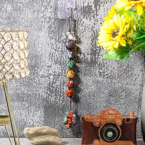 Miniatura 5 de Adorno colgante de 7 piedras preciosas de cristal curativo, decoración de pared interior del hogar, adorno de Feng Shui, decoración de ventana
