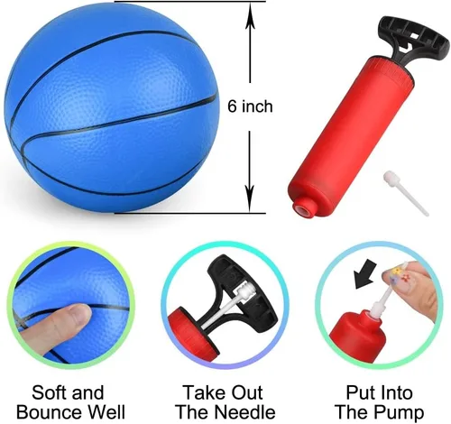 Miniatura 2 de Dilabnba Juego de Mini Baloncesto de 6 Pulgadas para Niños (Desinflado/Bomba Incluida) Mini Aro de Baloncesto para Puerta para Niños, Adolescentes