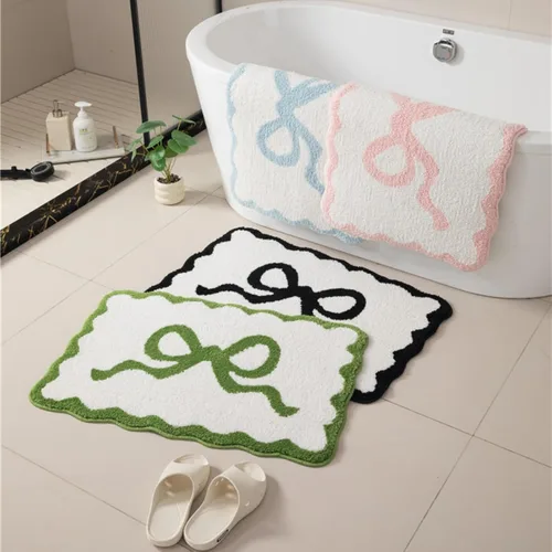 Miniatura 5 de Tapete de baño festoneado negro de 26 x 18 pulgadas, tapetes de baño suaves y absorbentes, lavables a máquina, de microfibra, para bañeras, lavabos