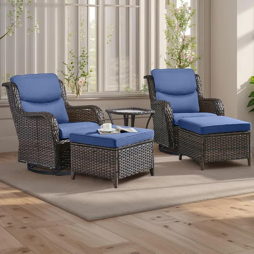 Miniatura 111 de Rilyson Mecedora de mimbre - Juego de 2 sillas mecedoras de mimbre para patio, sillas mecedoras de ratán para porche al aire libre, terraza, jardín