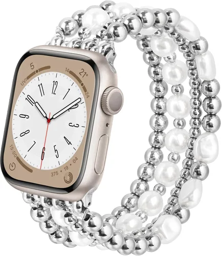 Miniatura 21 de AIRSPO Pulseras de cuentas compatibles con Apple Watch Band de 38, 40, 41, 42, 44 y 45 mm, hechas a mano, para series SE 8, 7, 6, 5, 4, 3, 2, 1