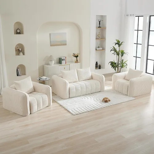Miniatura 26 de Sofá Loveseat Sin Armazón de 66'', Sofá de 2 Plazas con Asientos Profundos Acolchados con Reposabrazos Redondeados, Sofá Nube de Pana Tapizado