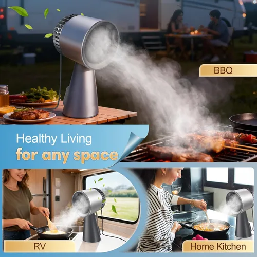 Miniatura 8 de Campana extractora portátil, ventilador de extracción de cocina con 3 velocidades, gran recolección de aceite y bajo ruido, campana extractora sin