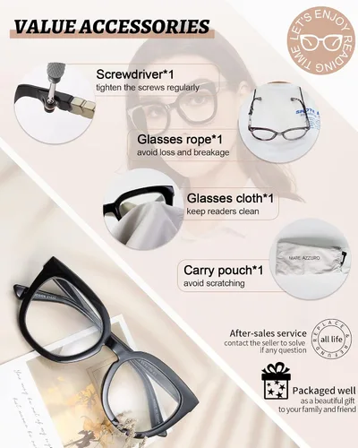 Miniatura 6 de MARE AZZURO Gafas de lectura de gran tamaño para mujer, con estilo, grandes lectores 1.0 1.25 1.5 1.75 2.0 2.25 2.5 2.75 3.0 3.5 4.0 5.0 6.0 Negro