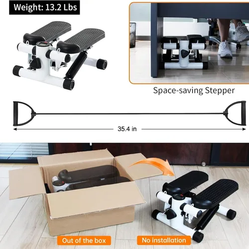 Miniatura 8 de Steppers for Exercise at Home, Mini Stepper with Resistance Bands, Hydraulic Fitness Stepper with LCD Monitor, 360LBS Weight Capacity Portable Stair
