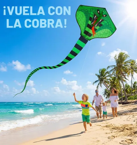 Miniatura 13 de Paquete de 4 cometas – Cometa grande de dragón de fuego, serpiente verde, pez diablo, molusco rojo, pulpo con cola larga y colorida para niños