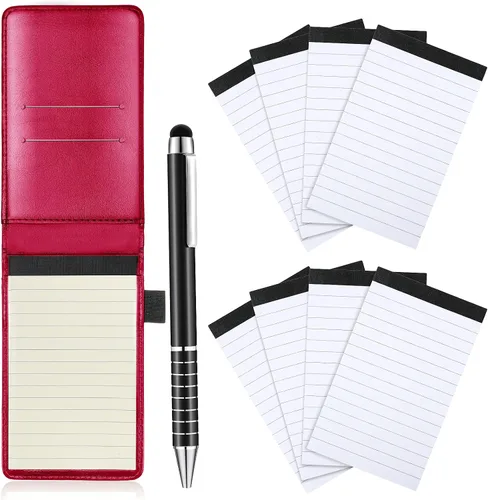 Miniatura 17 de Juego de bloc de notas pequeño, 10 piezas, incluye mini soporte para bloc de notas con 50 hojas con reglones, bolígrafo de metal y 8 cuadernillos