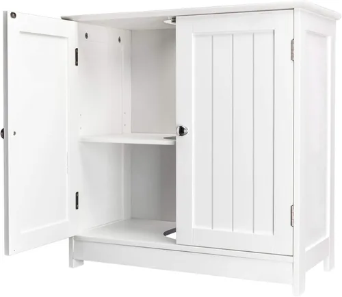 Miniatura 6 de Ochine Armario de almacenamiento con pedestal debajo del fregadero con 2 puertas y estante, armario de almacenamiento moderno para baño, organizador