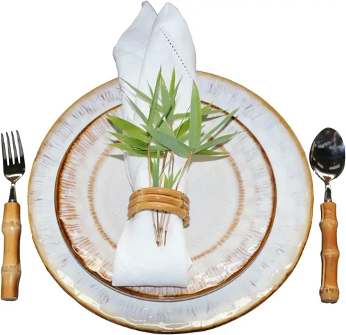 Miniatura 2 de Servilleteros de bambú, juego de 6 servilleteros, hecho a mano, natural, servilletero para decoración de mesa