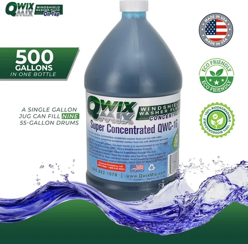 Miniatura 3 de Qwix Mix Líquido concentrado para lavaparabrisas de 1 galón, hace 500 galones, líquido biodegradable removedor de insectos, mugre y suciedad, Azul