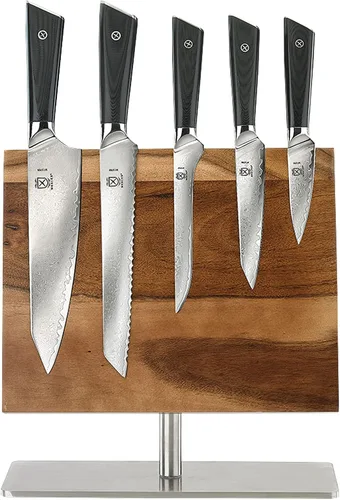 Miniatura 8 de Mercer Culinary Juego de cuchillos de 6 piezas de acero de alta calidad con soporte de bloque de vidrio/madera, asas G10