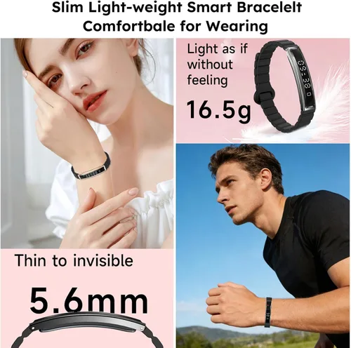 Miniatura 2 de Pulsera inteligente de fitness, monitor de ritmo cardíaco, monitor de actividad del sueño, contador de pasos, calorías, podómetro, impermeable, Negro