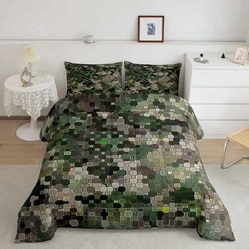 Miniatura 22 de Feelyou Juego de edredón de camuflaje de avión para niños, juego de ropa de cama con decoración de avión de camuflaje para adolescentes y niños