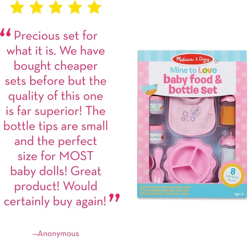 Miniatura 5 de melissa & doug Mine a Love tiempo para comer muñeca Accesorios Conjunto de alimentación, Versión estándar, 1, Rosado