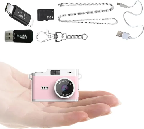 Miniatura 8 de Cámara digital con llavero, mini cámara digital con tarjeta de 32 GB, grabación de video, dijes para bolsa, micro cámara compacta para el pulgar