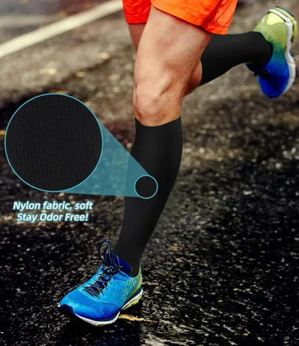 Miniatura 5 de FuelMeFoot Calcetines de compresión para mujeres y hombres, calcetines altos de apoyo graduado para enfermeras, viajes, atléticos