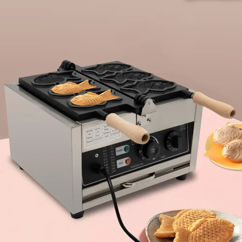 Miniatura 10 de Máquina para hacer gofres, 12 cavidades en forma de pez, para aperitivos y postres saludables, máquina de panqueques antiadherente de doble cara