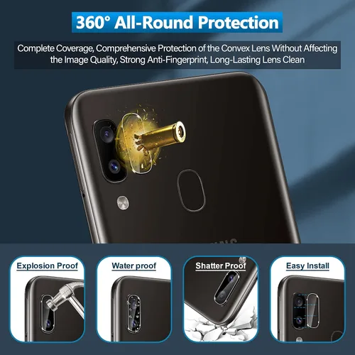 Miniatura 5 de Protector de pantalla de vidrio templado para Samsung Galaxy A20 y protector de lente de cámara, antihuellas dactilares, a prueba de roturas