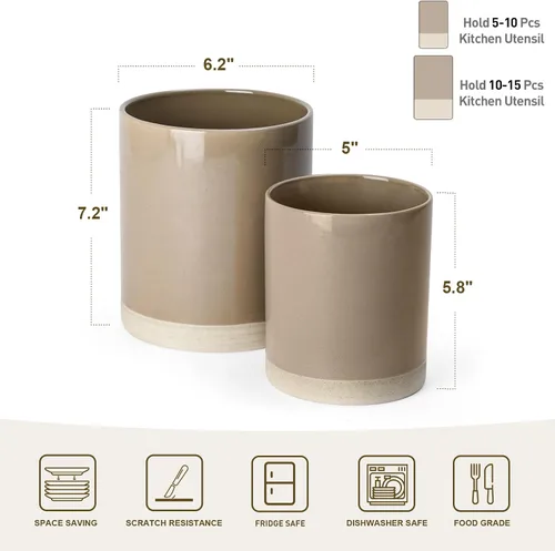 Miniatura 4 de famiware Milkyway - Soporte para utensilios de cocina para encimera, 7.2 + 5.8 pulgadas, utensilios de cocina de cerámica para encimera, organizador