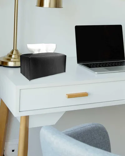 Miniatura 3 de Cubierta de Caja de Paños Grande Rectangular – Soporte de Caja de Paños Rectangular de Tamaño Plus con Cinturón Inferior [JESMINI, Negro] Soporte