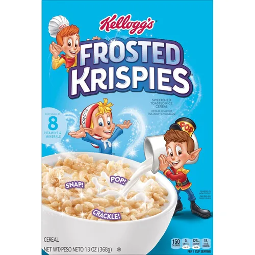Miniatura 7 de Rice Krispies Kellogg's Frosted Krispies Cereal para desayuno, aperitivos para niños, golosinas de malvavisco, original, caja de 13 onzas (1 caja)