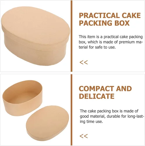Miniatura 3 de Hemoton 3 cajas de regalo de papel kraft con tapas, forma ovalada, cajas de recuerdos de fiesta, golosinas, postres para fiestas, bodas, cumpleaños