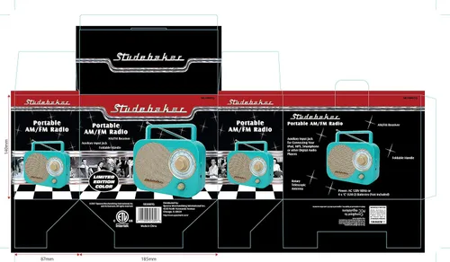 Miniatura 6 de Studebaker SB2000TG Radio AM/FM portátil edición limitada en color turquesa/oro clásico retro con entrada auxiliar