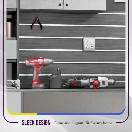 Miniatura 7 de Enerlites placa de pared de doble toma de corriente, en acero inoxidable y tamaño estándar, 1