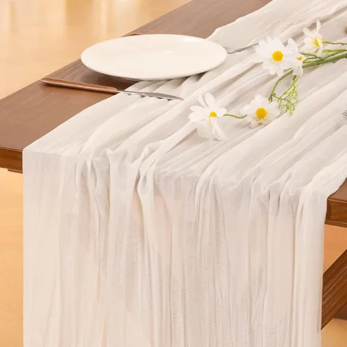 Miniatura 34 de Socomi - 10 caminos de mesa de gasa, estilo bohemio y rústico, para primavera, Pascua, bodas, fiestas, baby showers, cumpleaños y decoración, 120