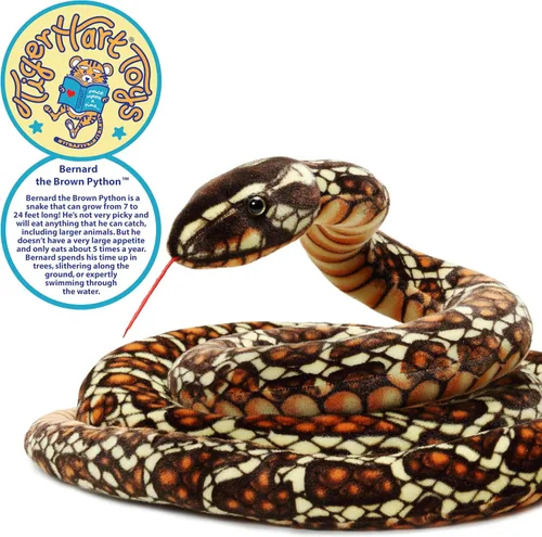 Miniatura 3 de TigerHart Bernard The Brown Python - Serpiente de peluche de 9 5 pies de largo