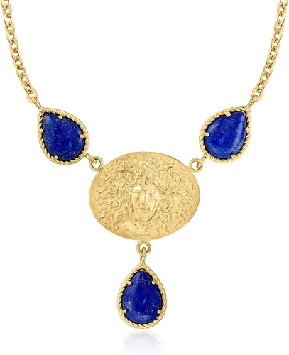 Ross-Simons Collar Medusa italiano Tagliamonte estilo cameo y lapislázuli en oro de 18 quilates sobre esterlina. 18 pulgadas, Gema, Lapislázuli