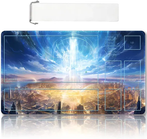 Miniatura 8 de Tapete de juego MTG cosido de alta calidad con zonas y parte trasera de goma antideslizante, tapete de juego TCG para MTG y otros juegos de cartas