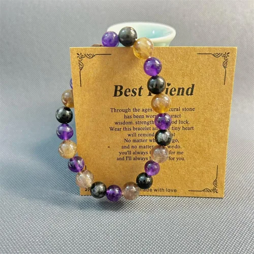 Miniatura 6 de Pulsera de cuentas redondas de piedra natural multi estilo pulsera de la suerte de múltiples estilos 0.315 in