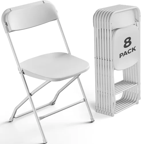 Miniatura 18 de Paquete de 2 sillas plegables de plástico negro, sillas plegables portátiles para exteriores con marco de acero, capacidad de 350 libras, sillas