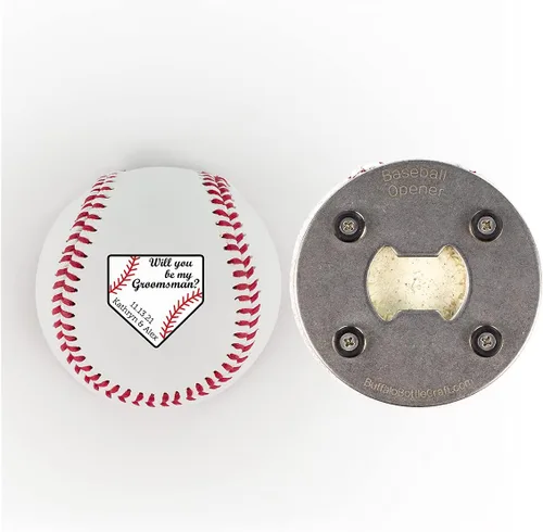 Miniatura 19 de Abridor de botellas de béisbol, padrinos de boda, regalo impreso para el padrino de béisbol personalizado, tamaño oficial, propuesta de boda