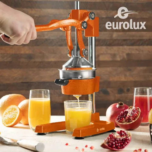 Miniatura 2 de Eurolux Exprimidor de Cítricos de Hierro Fundido Prensa Manual Extra Grande de Grado Comercial Exprimidor de Sobremesa de Acero Inoxidable