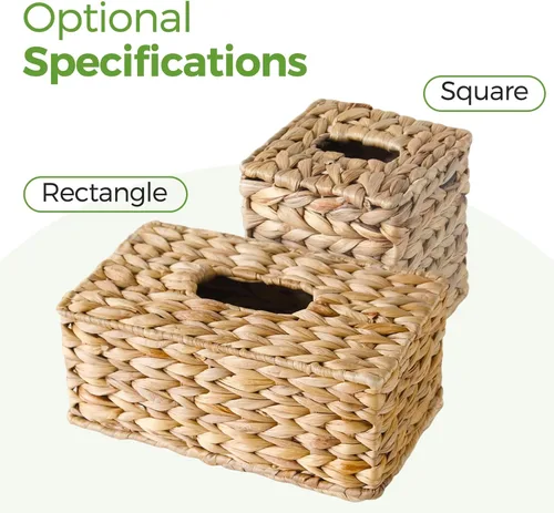 Miniatura 6 de Funda cuadrada de mimbre para caja de pañuelos, cajas de pañuelos faciales, caja de servilletas tejida a mano para baño, dormitorio, oficina, mesa