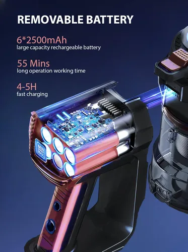 Miniatura 7 de V8 - Aspiradora inalámbrica, potente aspiradora de palo, 55 minutos de tiempo de funcionamiento, aspiradora de mano inalámbrica ligera