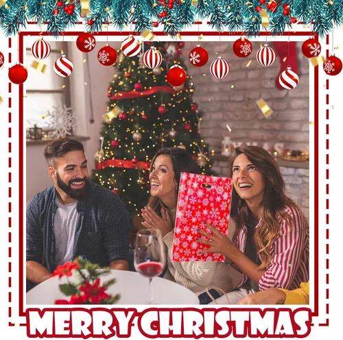 Miniatura 2 de Honoson 100 Piezas Bolsas de Regalo de Plástico de Navidad a Granel 12 x 15 Pulgadas Copo de Nieve Mercancía Navidad Bolsas Reutilizables